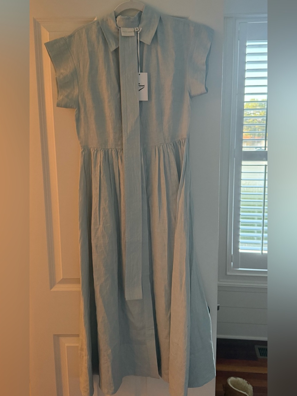 NWT Julia Amory Linen Betty Dress. Size Small. Light Blue. - Picture 4 of 4